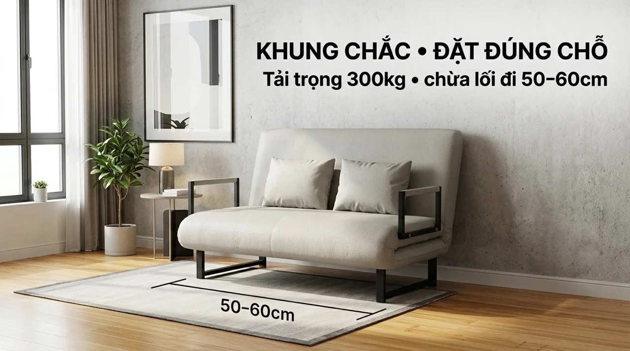 Sofa Giường Gấp Gọn - Giải Pháp Tiết Kiệm Diện Tích 10 Khung & Tải Trọng - Yếu Tố Quyết Định Độ Bền Khi Gấp Mở Liên Tục