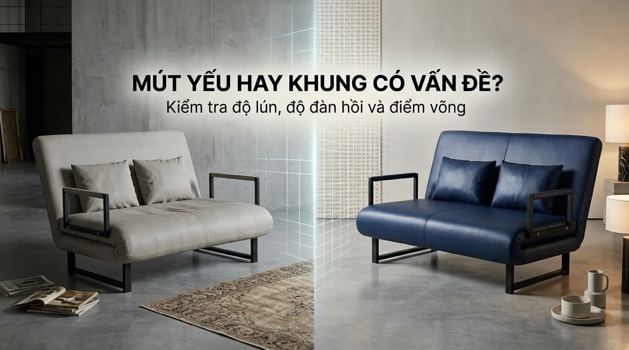 Sofa Giường Bị Xẹp Lún - Nguyên Nhân & Cách Khắc Phục 7 Mút Xốp Tỷ Trọng Thấp, Kém Chất Lượng