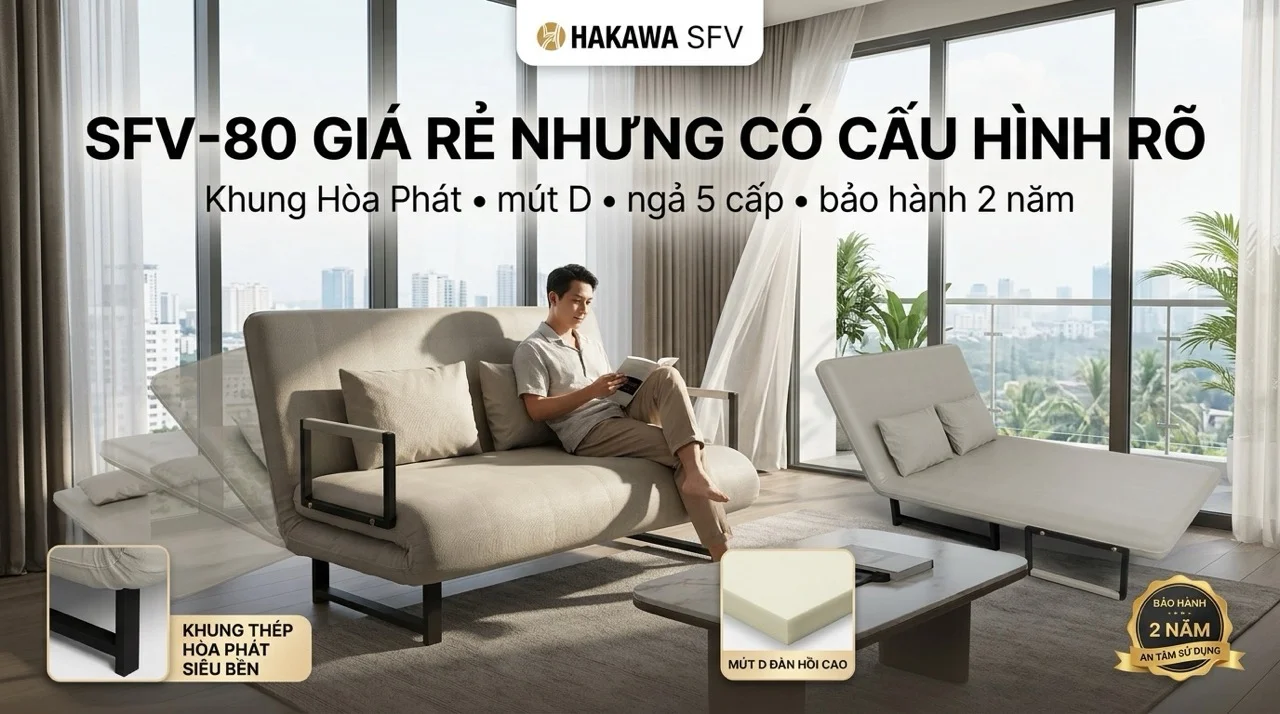 Sofa Giường Giá Rẻ Dưới 2 Triệu - Mua Ở Đâu Chất Lượng? 8 SFV-80 giá rẻ nhưng cấu hình rõ