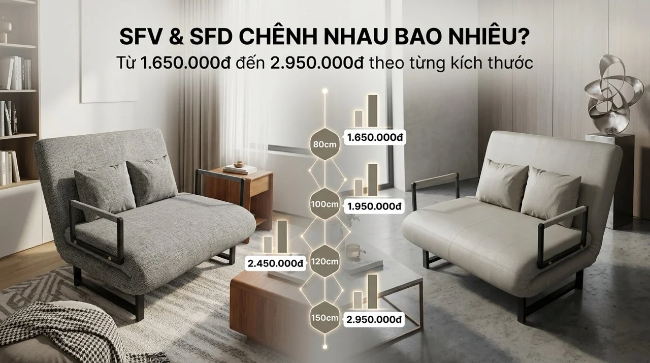 Bảng Giá Sofa Giường HAKAWA Cập Nhật Mới Nhất 9 So Sánh Giá SFV Và SFD Chênh Nhau Bao Nhiêu