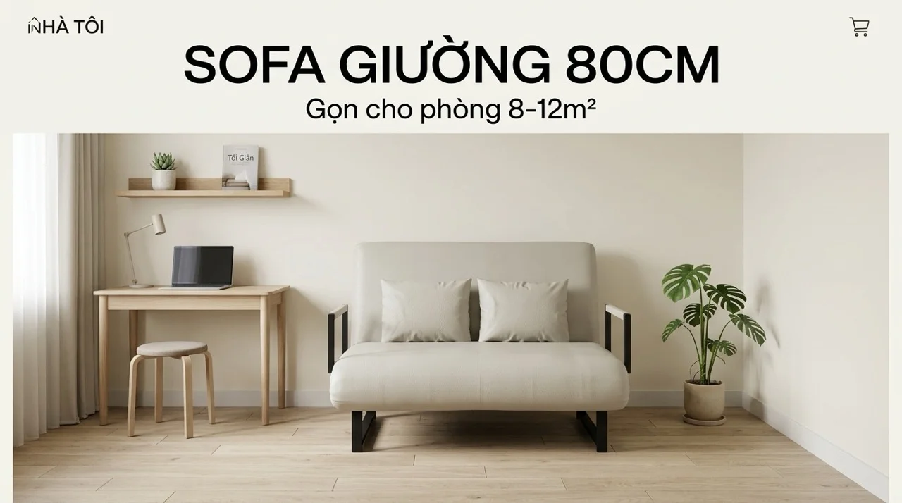 Kích Thước Sofa Giường - Hướng Dẫn Chọn Theo Diện Tích Phòng 6 Sofa giường size 80cm là lựa chọn nhỏ gọn nhất trong dải kích thước sofa bed