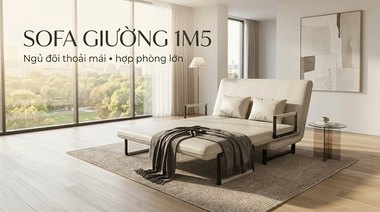 Kích Thước Sofa Giường - Hướng Dẫn Chọn Theo Diện Tích Phòng 9 Cặp đôi có thói quen trở mình nhiều hoặc gia đình có con nhỏ ngủ cùng, size 1m5 sẽ hợp lý hơn 1m2