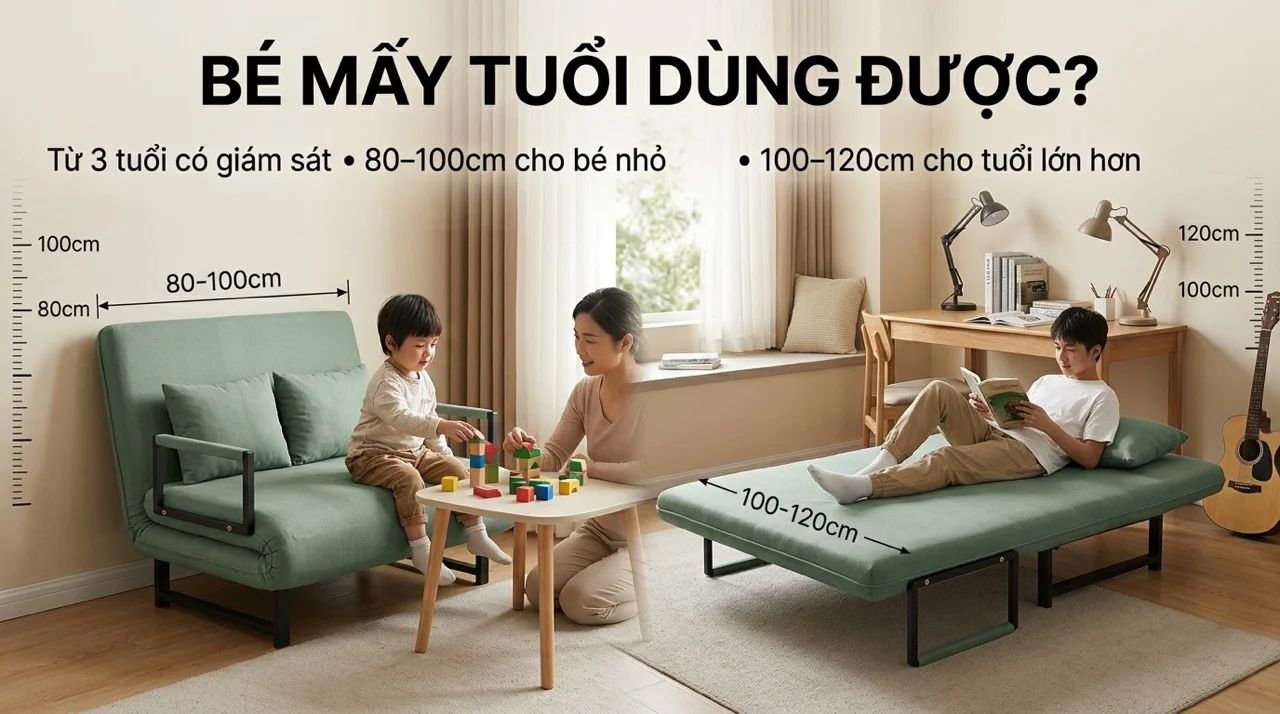 Sofa Giường Cho Trẻ Em - An Toàn & Phù Hợp Lứa Tuổi Nào? 8 Sofa Giường Phù Hợp Cho Lứa Tuổi Nào