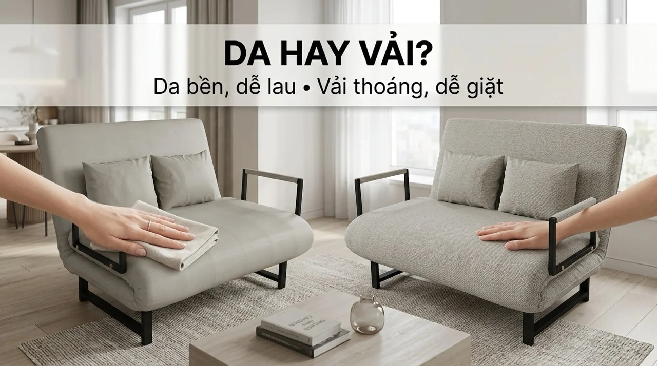 Sofa Giường Thông Minh - Tiêu Chí Chọn Mua & Gợi Ý 8 Tiêu Chí 4 - Chất Liệu Bề Mặt Da Hay Vải
