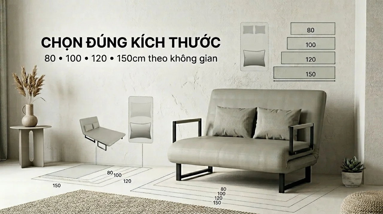 Sofa Giường Thông Minh - Tiêu Chí Chọn Mua & Gợi Ý 9 Tiêu Chí 5 - Kích Thước & Phù Hợp Không Gian