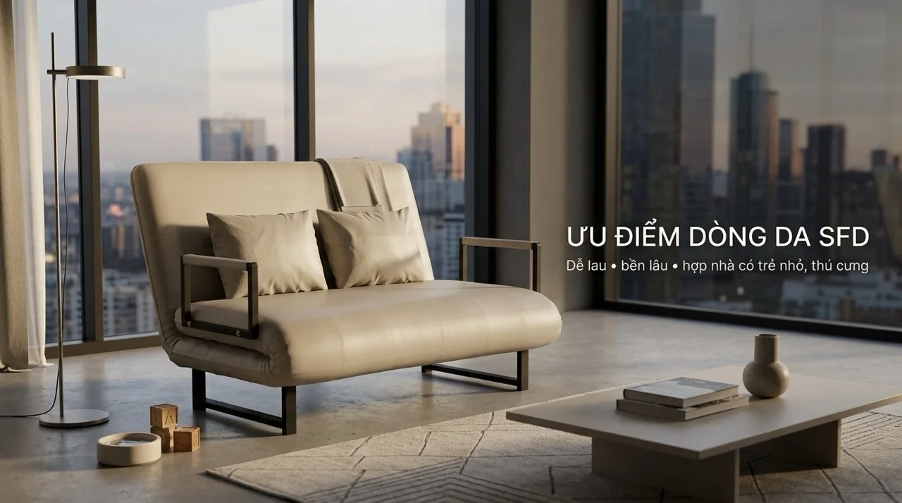 So Sánh Sofa Giường Da Và Vải - Chọn Loại Nào Phù Hợp? 8 Ưu điểm dễ nhận ra nhất của sofa giường bọc da là khả năng chống nước và chống thấm bề mặt