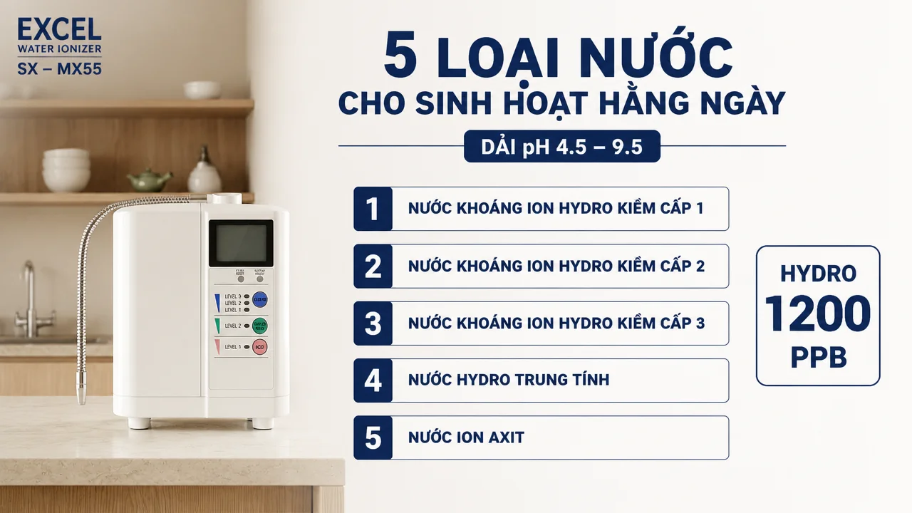 Máy lọc nước ion kiềm EXCEL SX - MX55 14 Ý nghĩa của 3 bản điện cực trong sử dụng thực tế