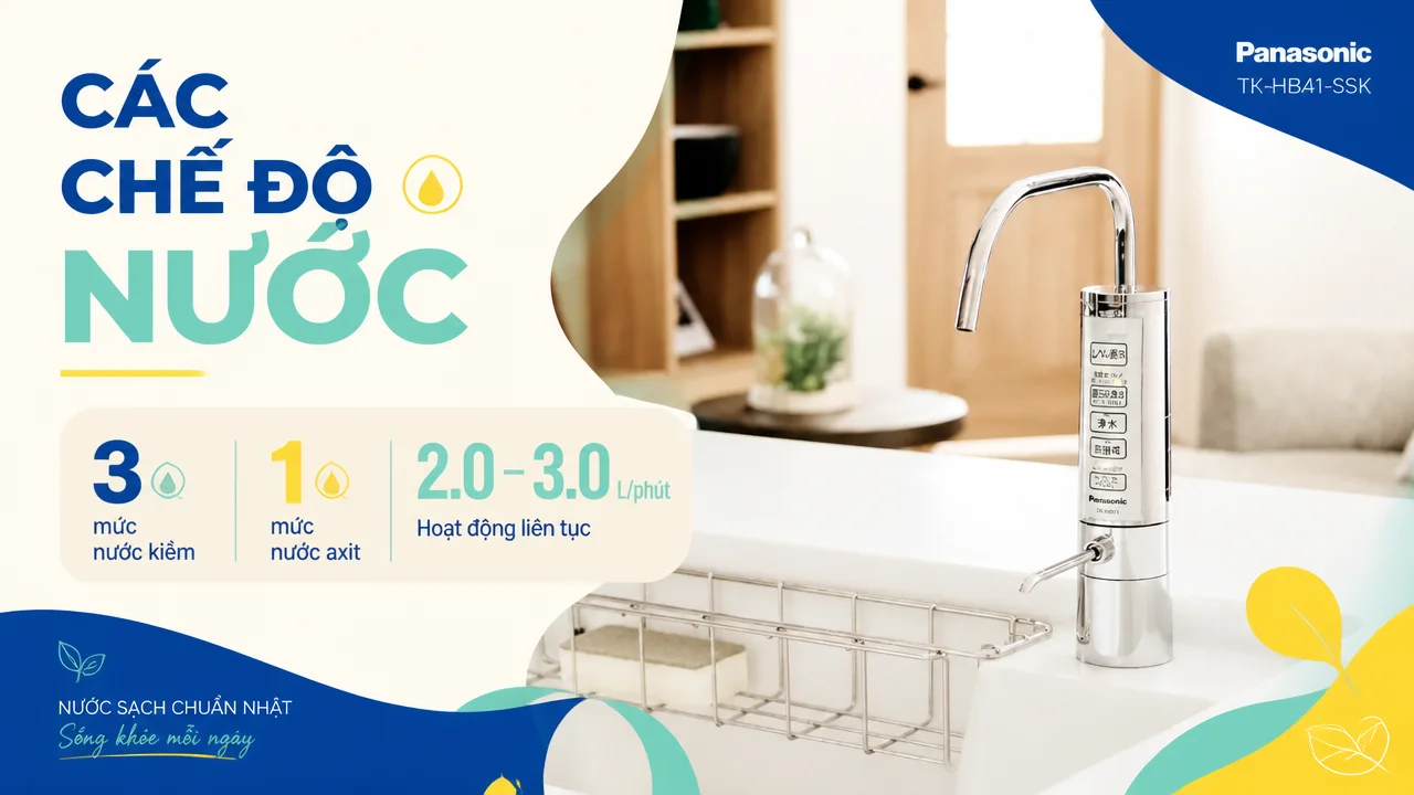Máy lọc nước ion kiềm Panasonic TK-HB41-SSK 14 4 loại nước đầu ra và chức năng trong sinh hoạt