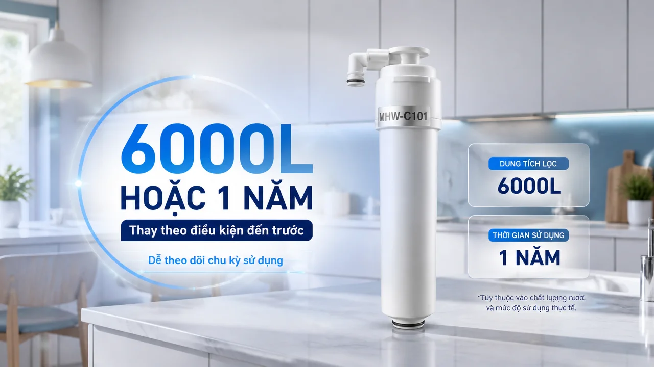 Lõi lọc nước Hitachi Maxell MHW-C101 = CAR-01 7 Công suất 6000Lnăm, tối ưu chi phí vận hành và dễ quản lý
