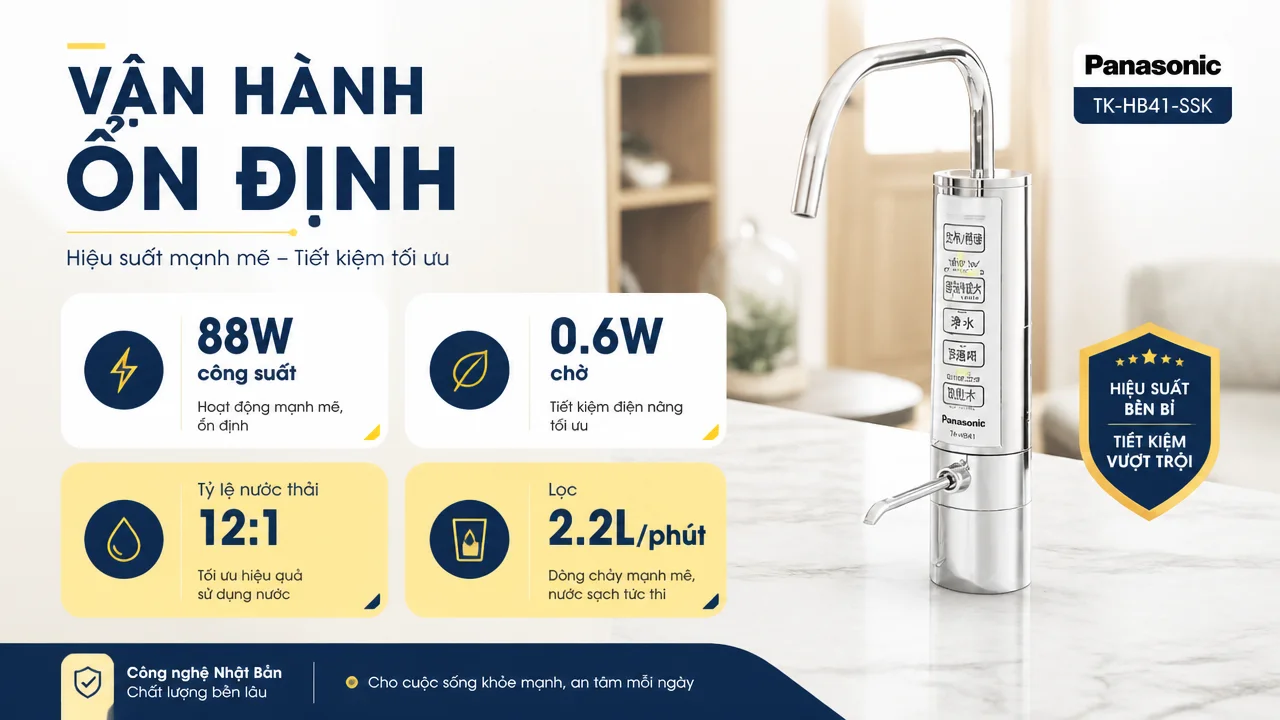 Máy lọc nước ion kiềm Panasonic TK-HB41-SSK 16 Điều kiện lắp đặt, điện năng và không gian sử dụng