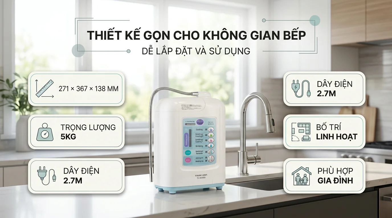 Máy lọc nước ion kiềm TRIM ION TI - 9000 16 Điều kiện lắp đặt và không gian phù hợp