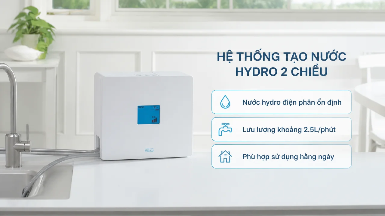 Máy lọc nước ion kiềm TRIM ION NEO 13 Hệ thống tạo nước hydro 2 chiều
