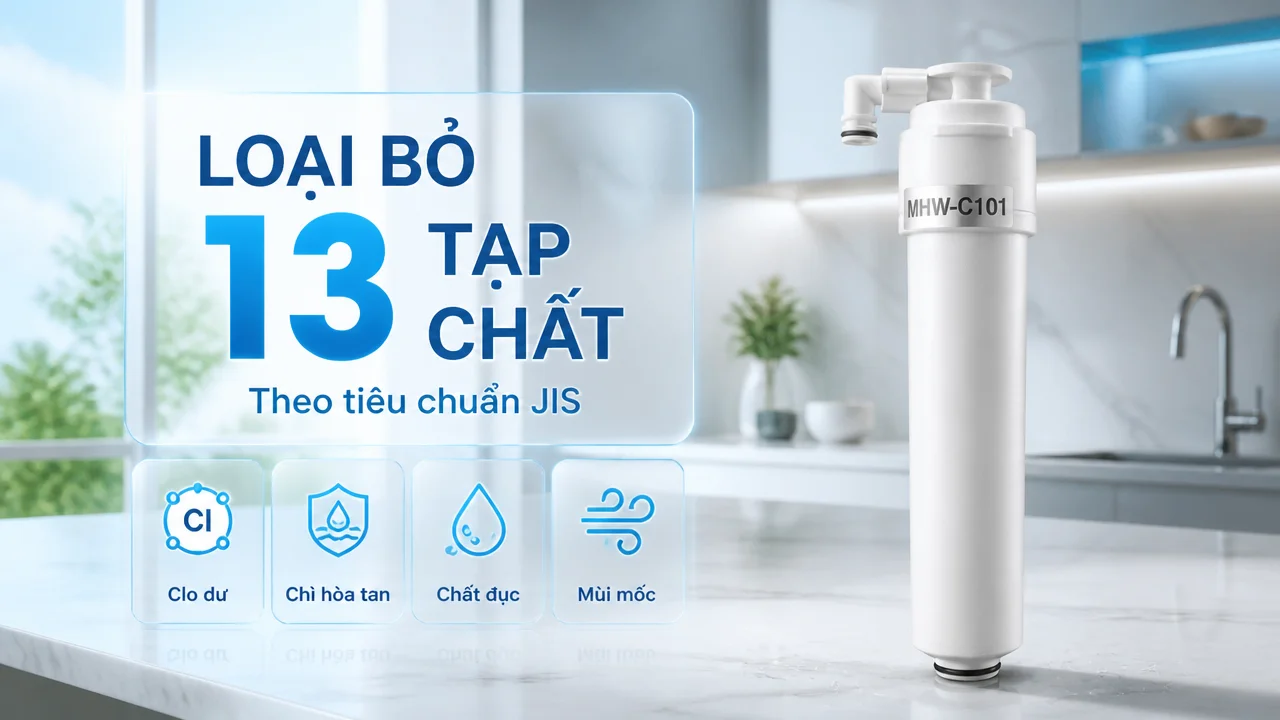 Lõi lọc nước Hitachi Maxell MHW-C101 = CAR-01 5 Khả năng lọc theo tiêu chuẩn JIS và cách dùng trong nguồn nước sinh hoạt