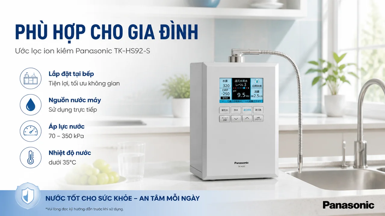 Máy lọc nước ion kiềm Panasonic TK-HS92-S 13 Làm sạch điện cực tự động giúp vận hành ổn định hơn