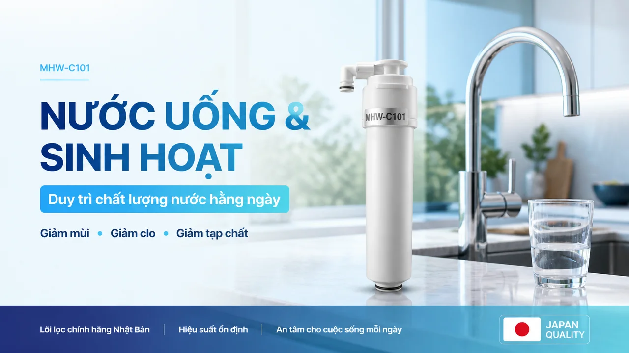 Lõi lọc nước Hitachi Maxell MHW-C101 = CAR-01 6 Lọc nước uống và nước sinh hoạt theo đúng phạm vi công bố