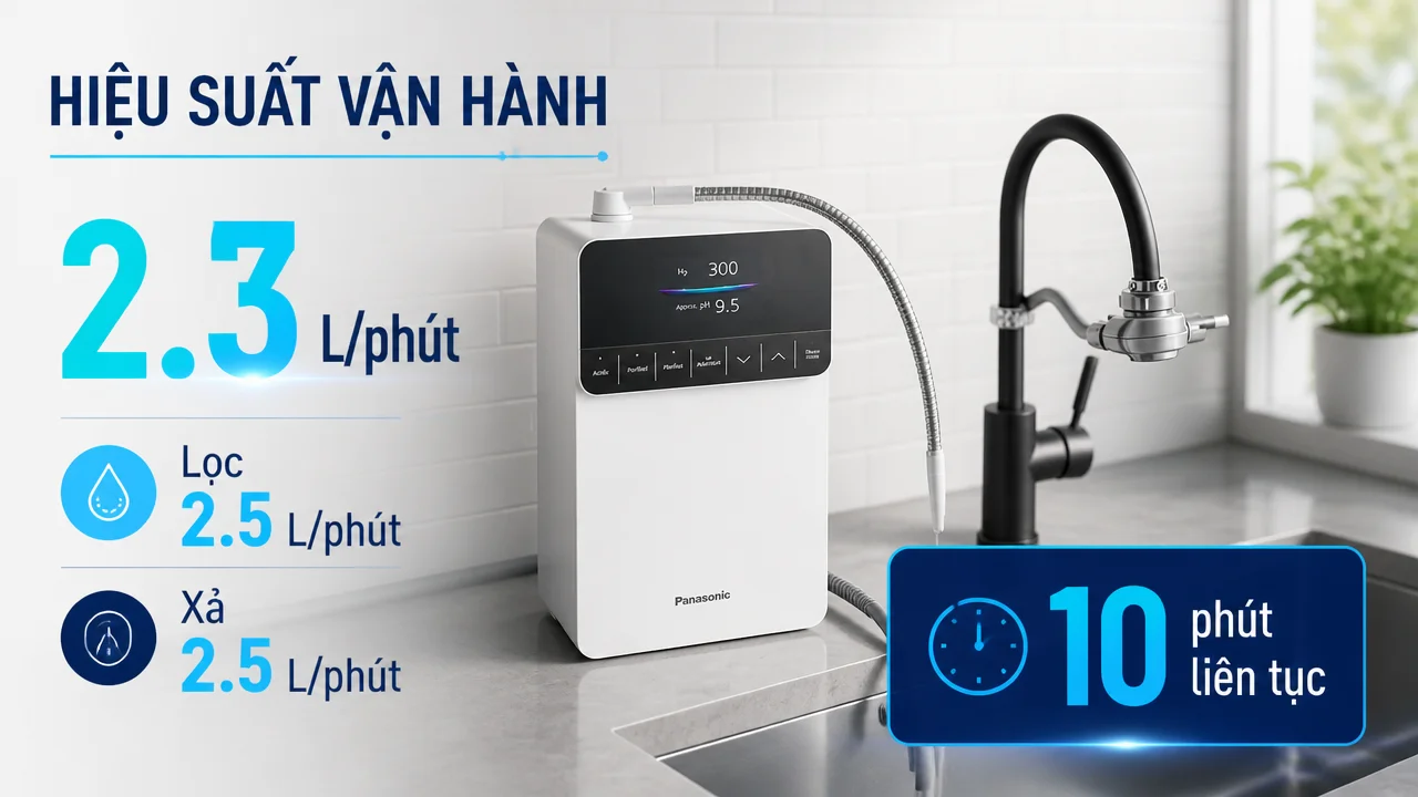Máy lọc nước ion kiềm Panasonic TK-HS71 15 Lưu lượng phù hợp với nhịp dùng nước tại bếp