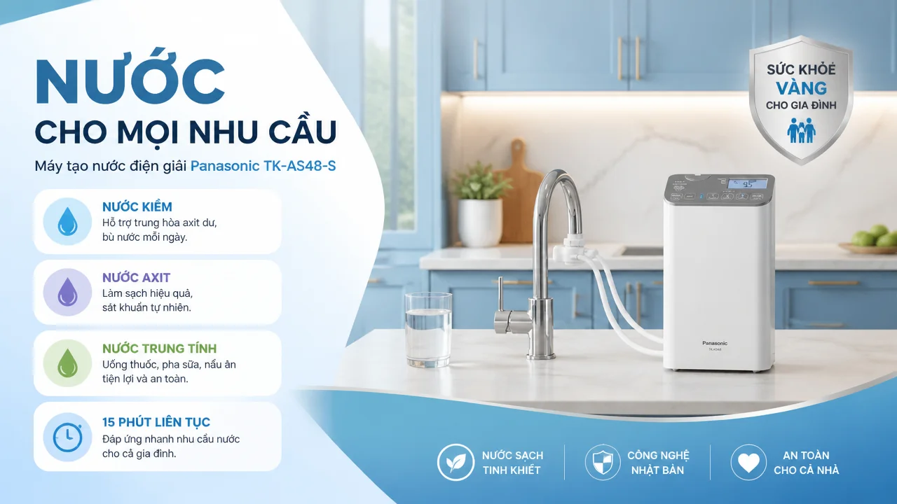 Máy lọc nước ion kiềm Panasonic TK-AS48-S 14 Lưu lượng phù hợp với nhu cầu lấy nước trực tiếp