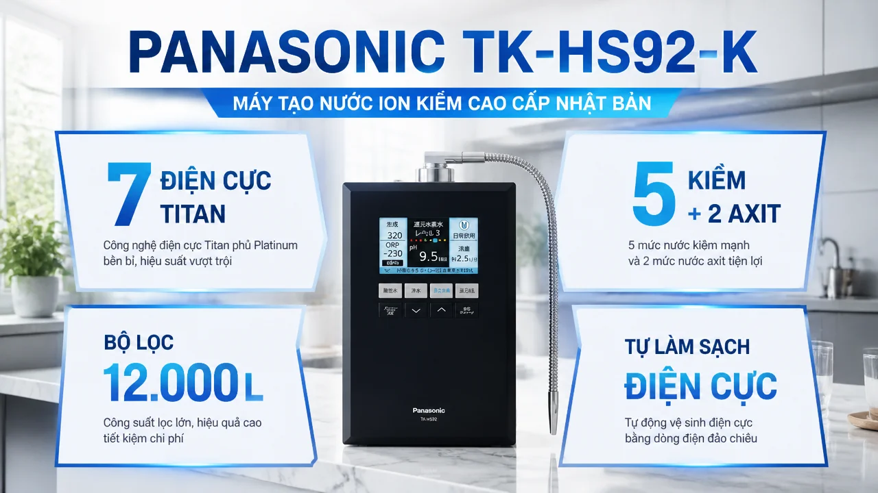 Máy lọc nước ion kiềm Panasonic TK-HS92-K 17 Mẫu máy đáng cân nhắc trong nhóm Panasonic ion kiềm đặt bàn