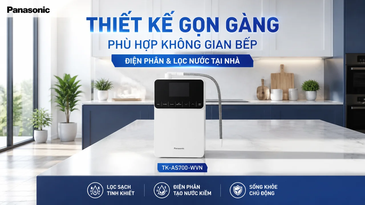 Máy lọc nước ion kiềm Panasonic TK-AS700-WVN 17 Thiết kế lắp đặt cho bếp gia đình và không gian dùng nước cố định