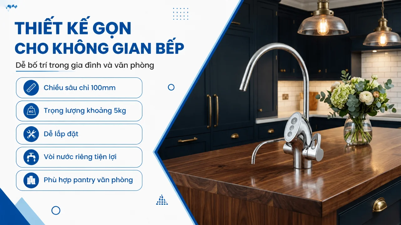 Máy lọc nước ion kiềm Trim Ion US-100L 15 Thiết kế lắp đặt và khả năng phù hợp với nhiều không gian