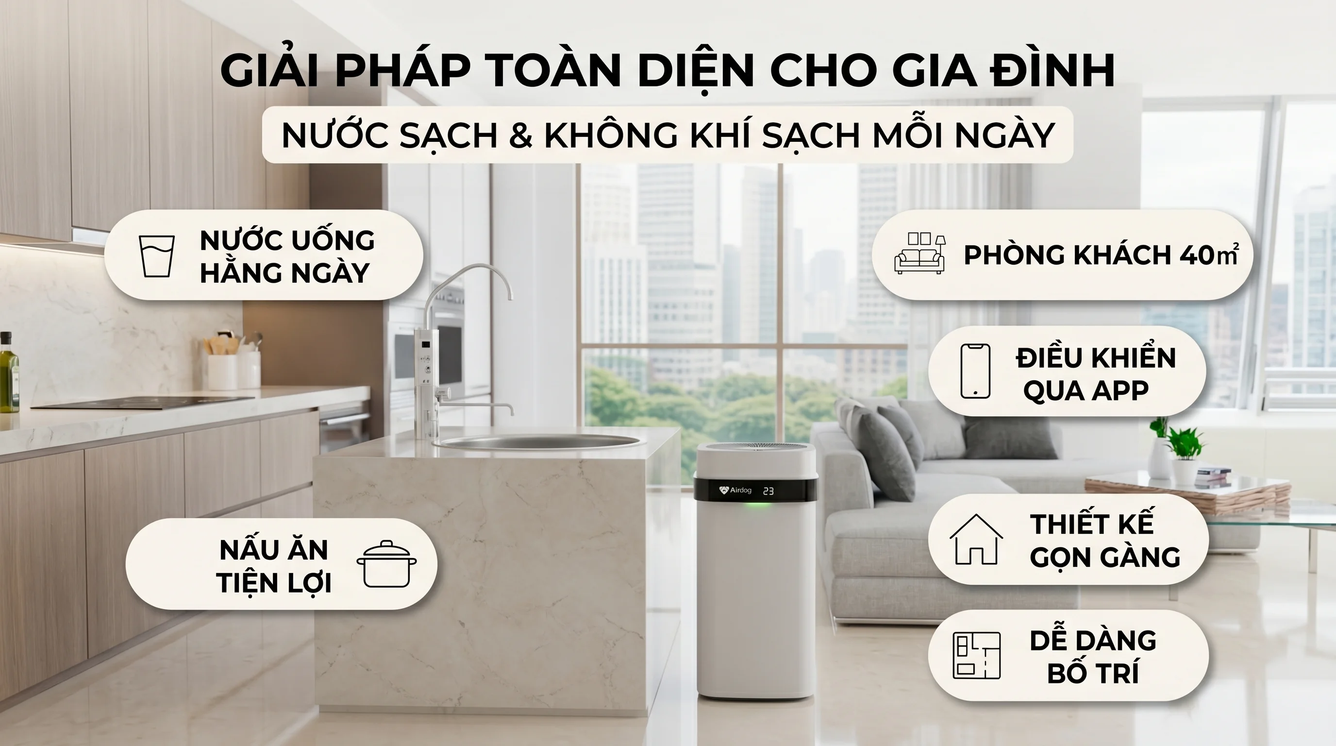 Combo máy lọc nước ion Kiềm OSG NDX-501LM và máy lọc không khí Airdog X5 17 Chọn combo để hoàn thiện trải nghiệm nước sạch và không khí sạch