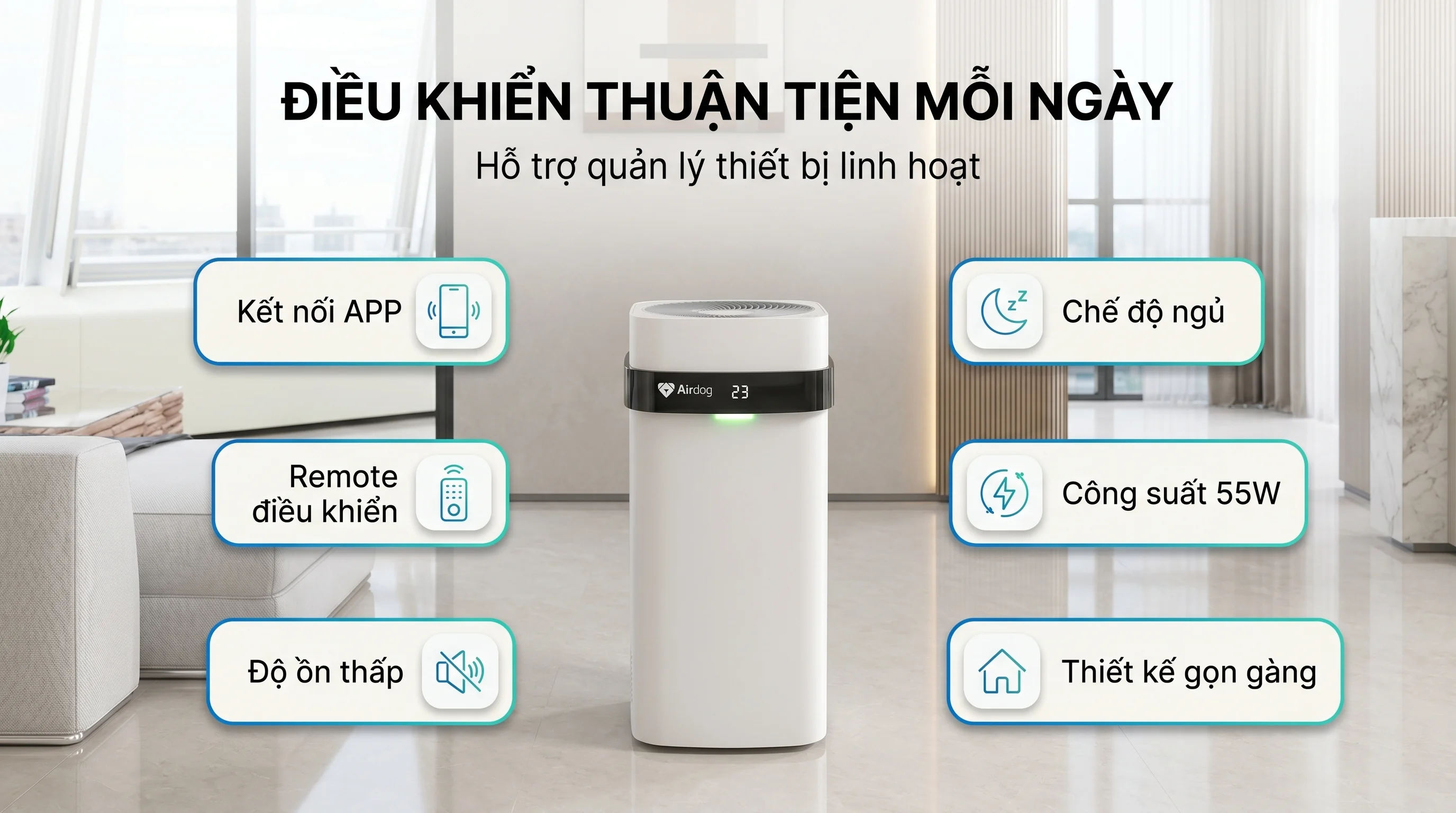 Combo máy lọc nước ion Kiềm OSG HU-150 và máy lọc không khí Airdog X5 16 Điều khiển tiện lợi Airdog X5