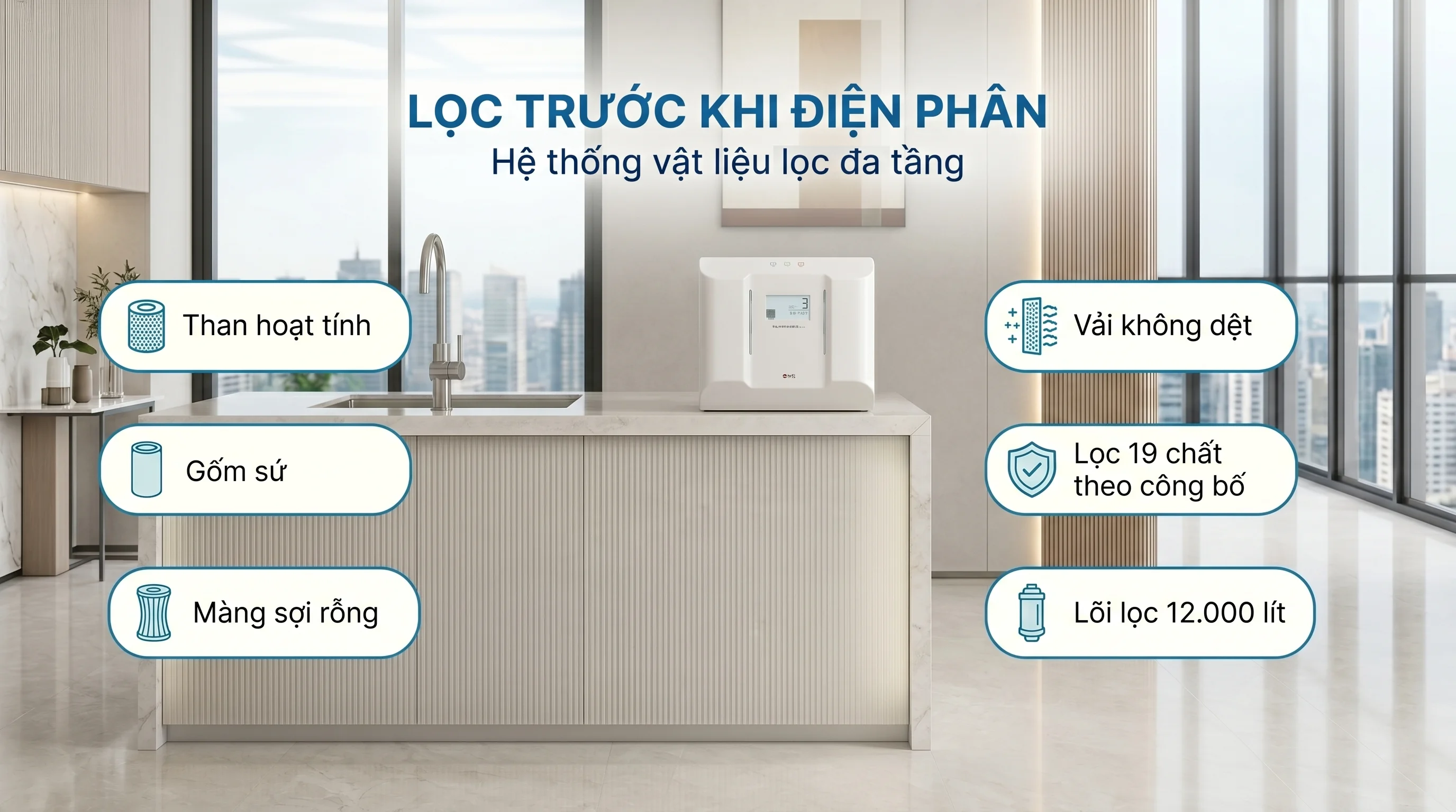Combo máy lọc nước ion Kiềm OSG HU-150 và máy lọc không khí Airdog X5 14 Lọc nước trước khi điện phân