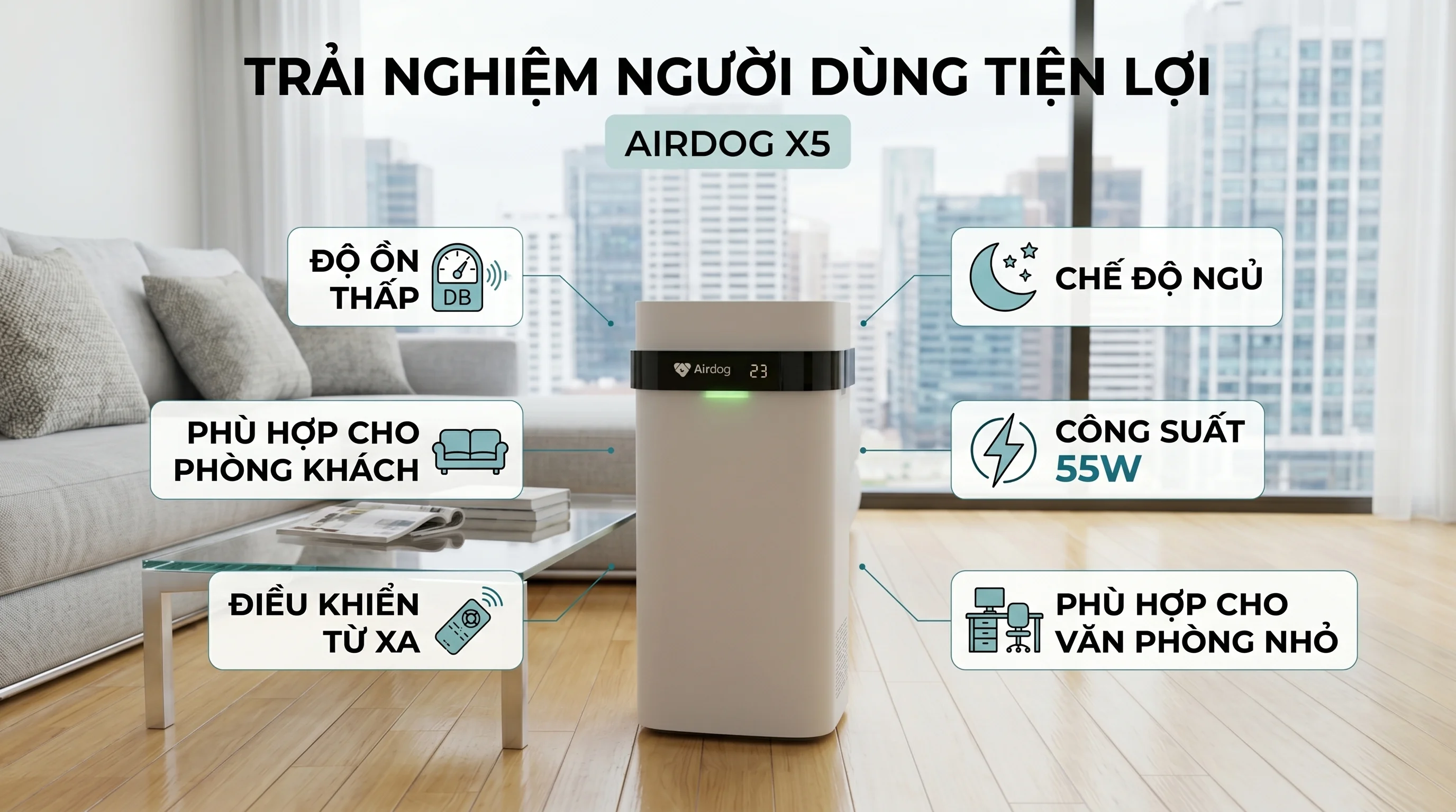 Combo máy lọc nước ion Kiềm OSG NDX-501LM và máy lọc không khí Airdog X5 16 Một số điểm đáng chú ý của máy lọc không khí Airdog X5