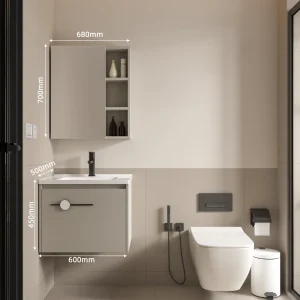 Bộ tủ lavabo kèm tủ gương Hakawa JT-005 12 Kích thước bộ tủ lavabo Hakawa JT-005 60 cm