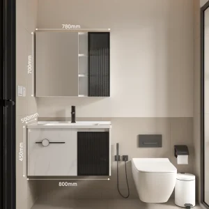Bộ tủ lavabo kèm tủ gương Hakawa JT-005 13 Kích thước bộ tủ lavabo Hakawa JT-005 80 cm