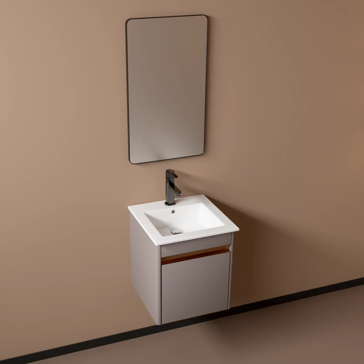 Bộ tủ lavabo kèm tủ gương Hakawa JT-002 11 Tủ lavabo Hakawa JT-002 cỡ 41 cm treo tường