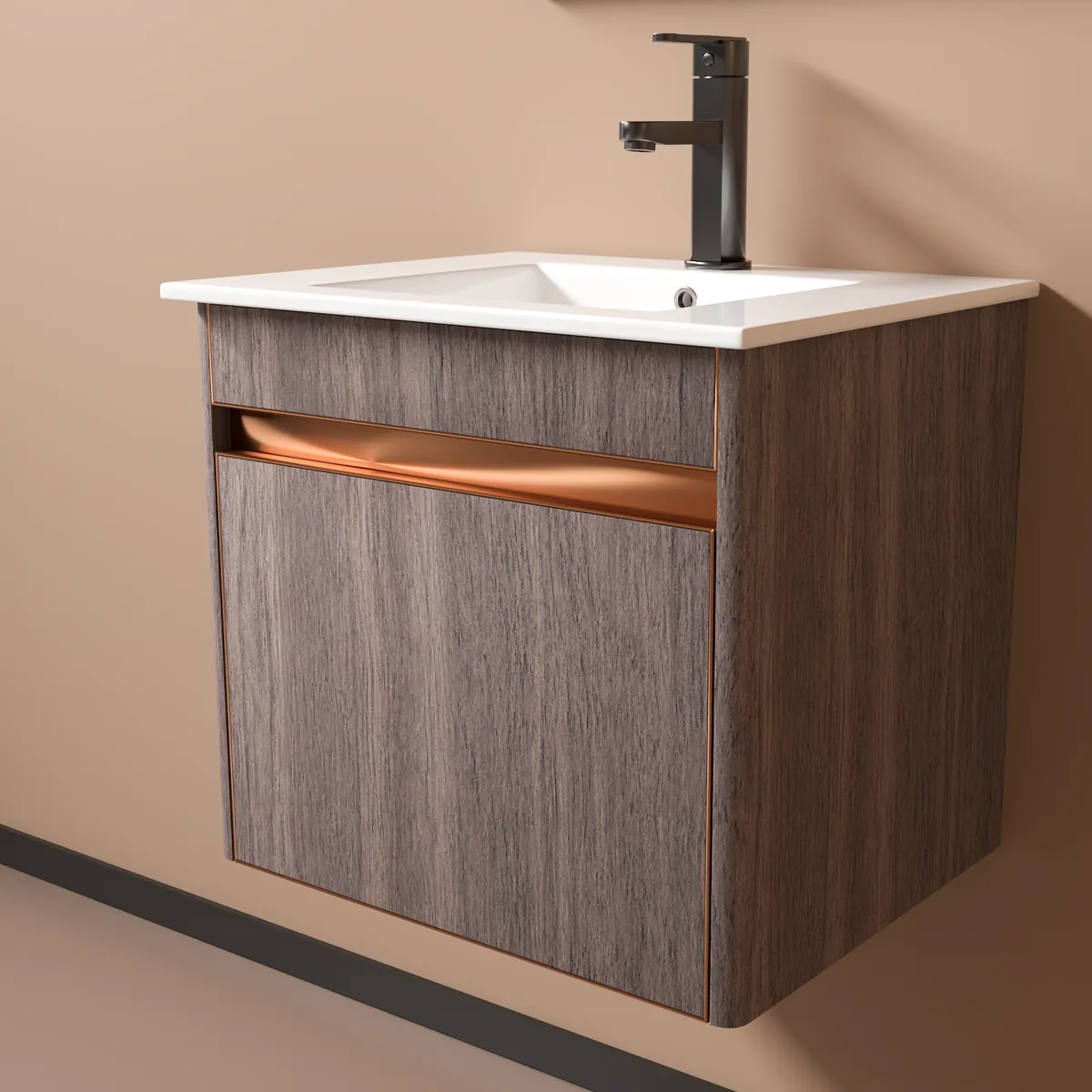 Bộ tủ lavabo kèm tủ gương Hakawa JT-002 5 Tủ lavabo Hakawa JT-002 cỡ 50 cm màu ghi đá vân mây