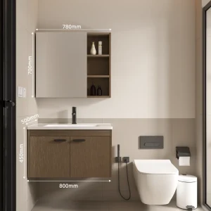 Bộ tủ lavabo kèm gương LED Hakawa X-6201 9 Kích thước bộ tủ lavabo Hakawa X-6201 cỡ 80 cm